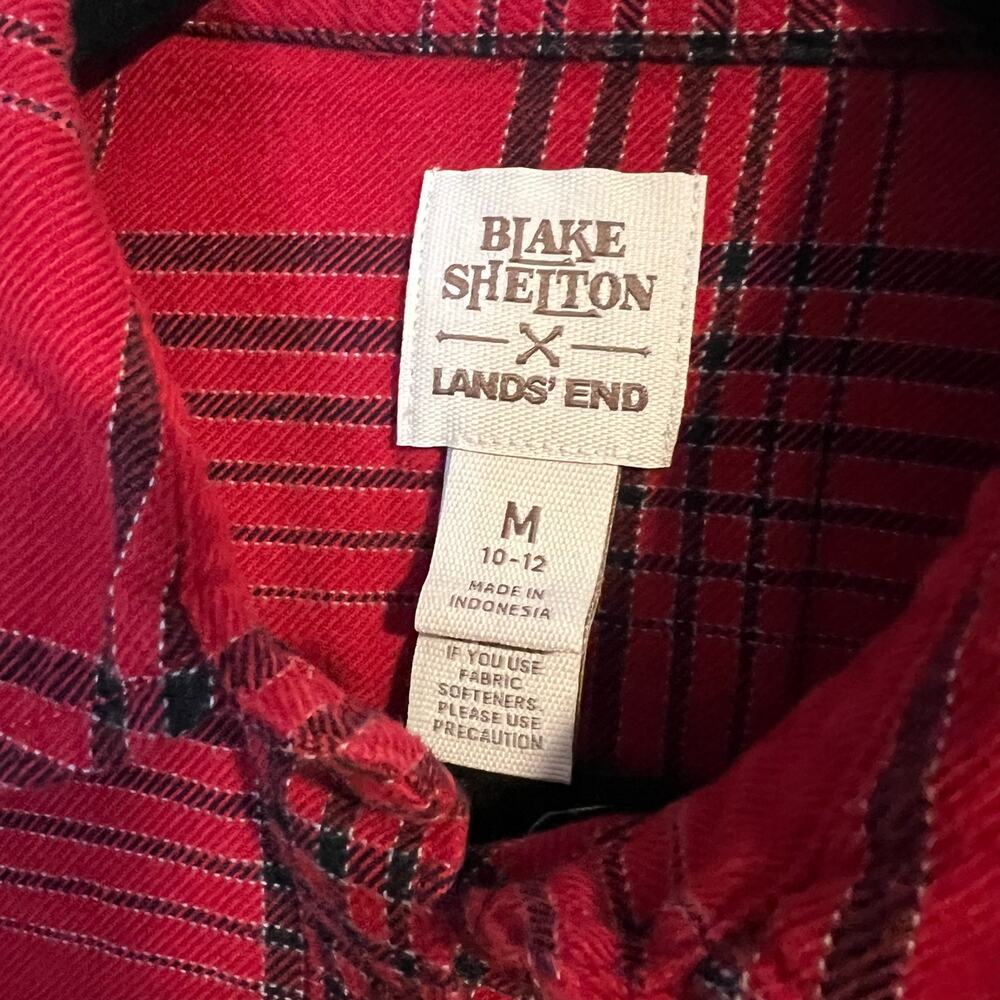 Blake Shelton X Lands End Red Plaid Flannel Button Up Shirt Size M - Picture 5 of 5
